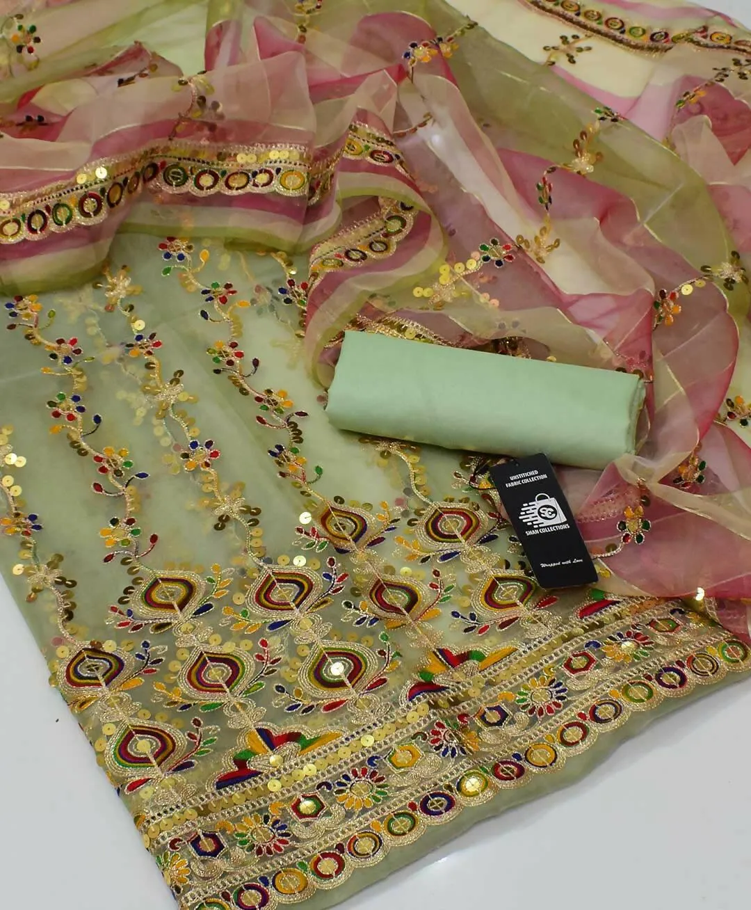 3 PC Embroidered Shirt & Dupatta With Khathan Trouser