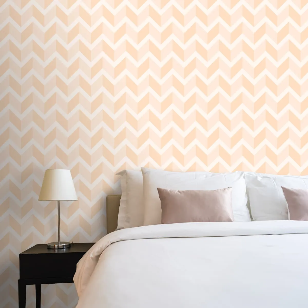 3D Chevron Pattern Wallpaper, Pastel Peach Sample