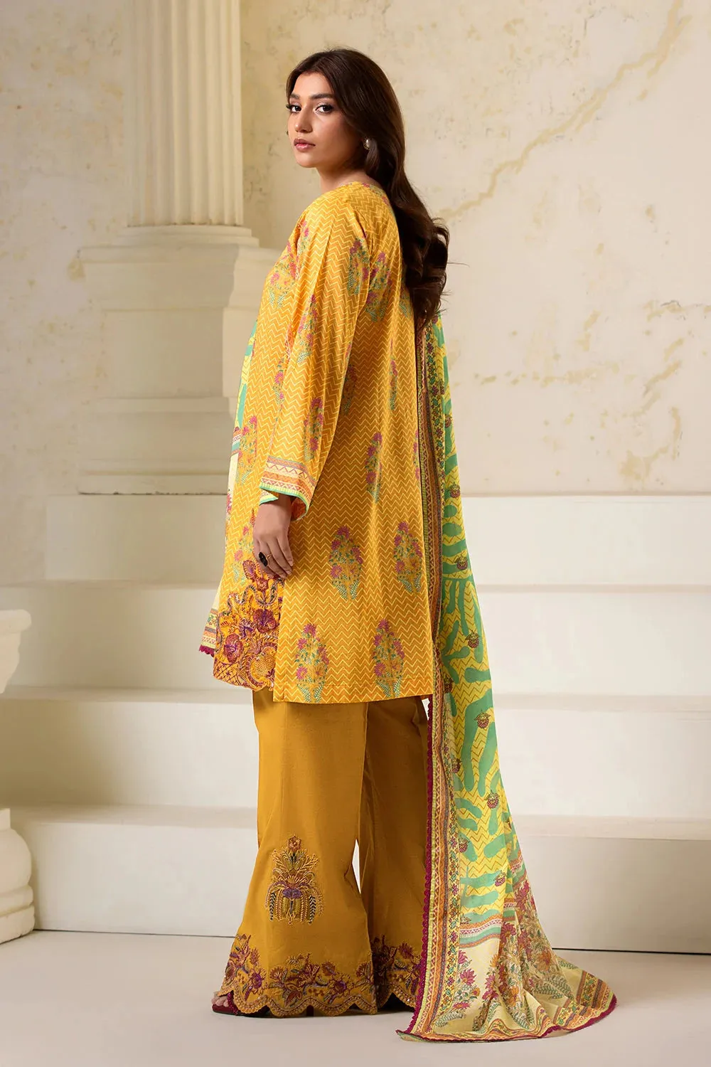 3PC Embroidered Unstitched Lawn Suit KL-2609