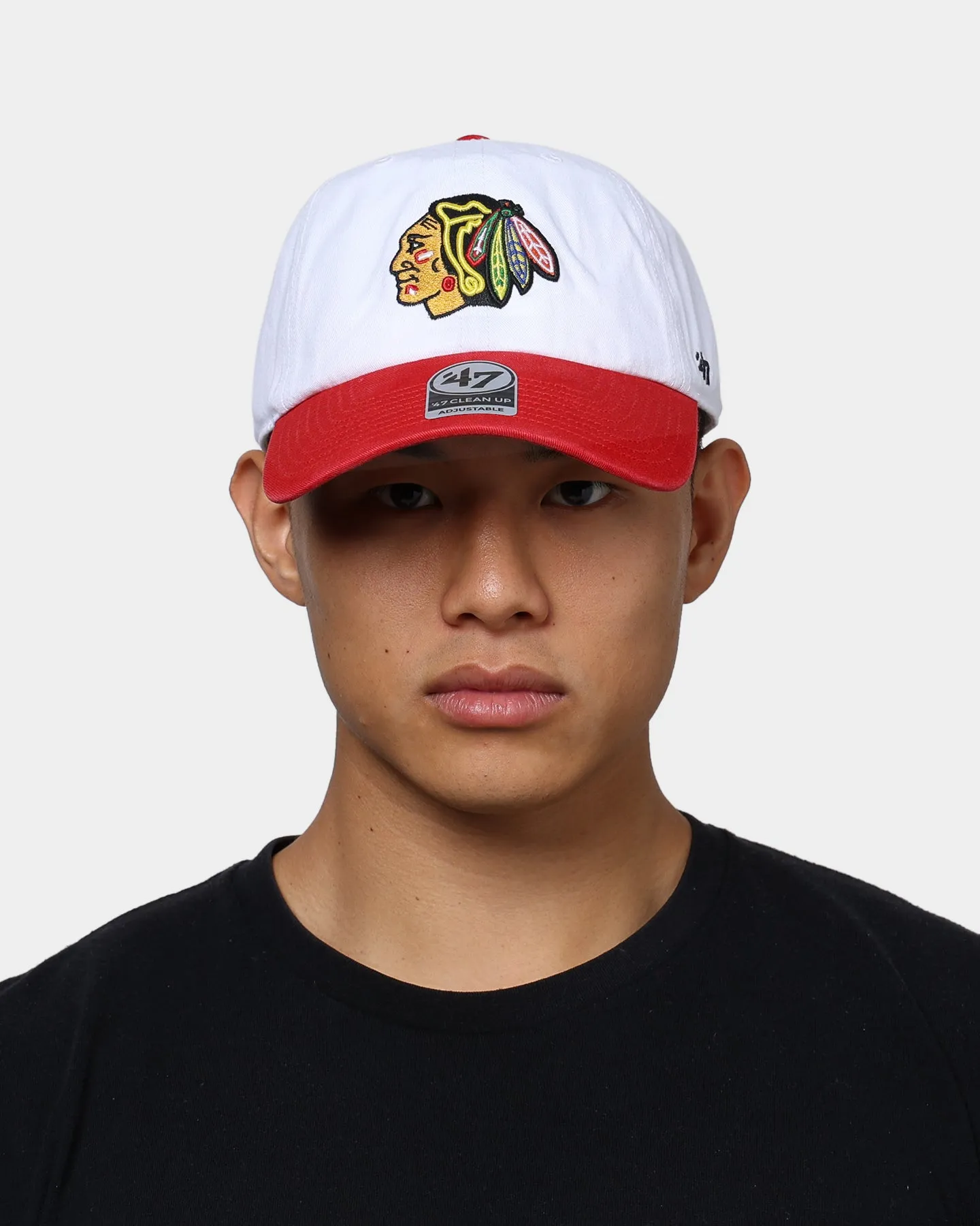 47 Brand Chicago Blackhawks 2-Tone Clean Up Strapback WhiteRed