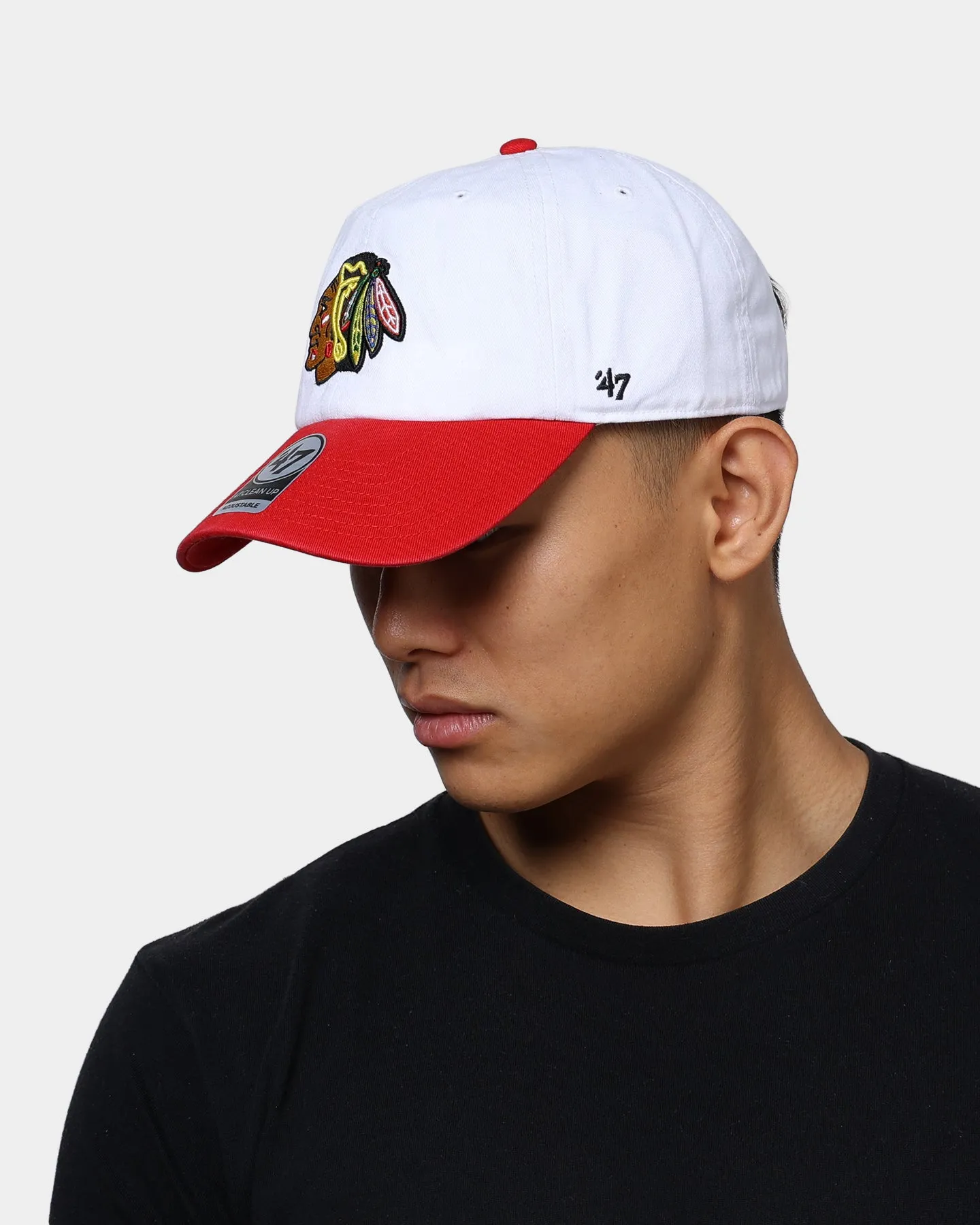 47 Brand Chicago Blackhawks 2-Tone Clean Up Strapback WhiteRed