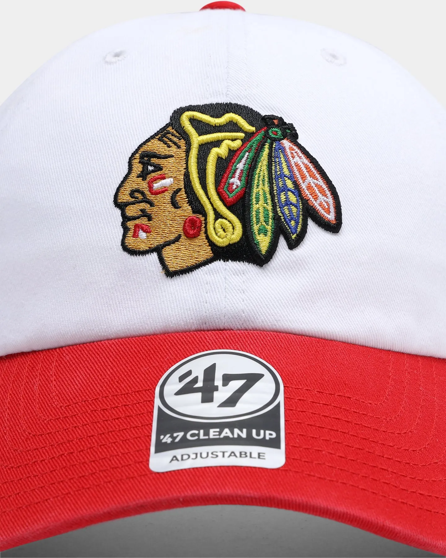 47 Brand Chicago Blackhawks 2-Tone Clean Up Strapback WhiteRed