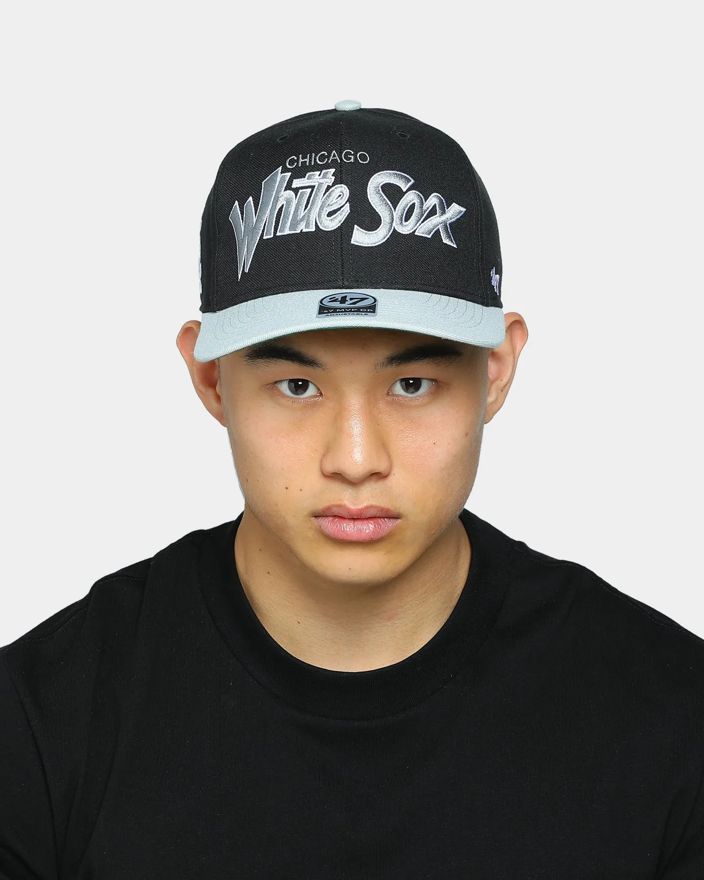 47 Brand Men's Chicago White Sox Script MVP DP Snapback Black/Grey