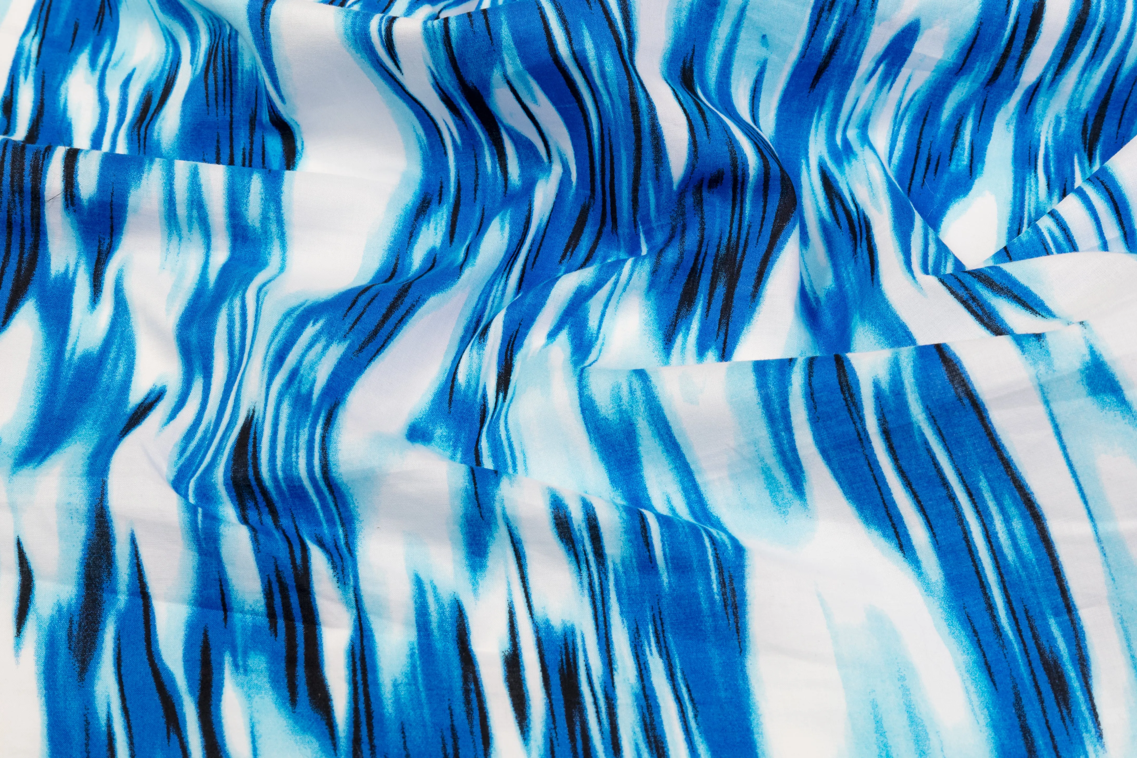 Abstract Cotton Print - Blue and White