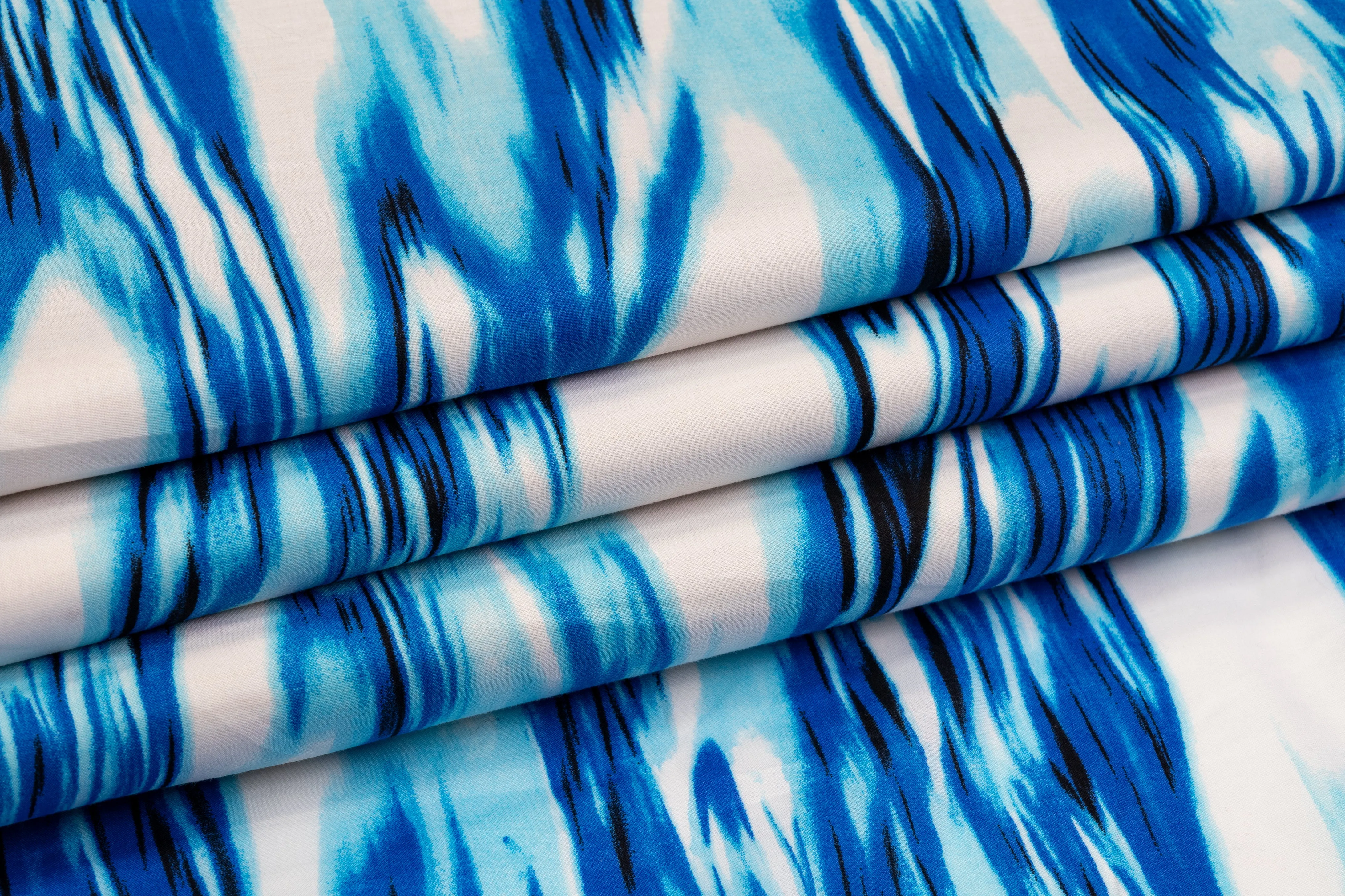 Abstract Cotton Print - Blue and White