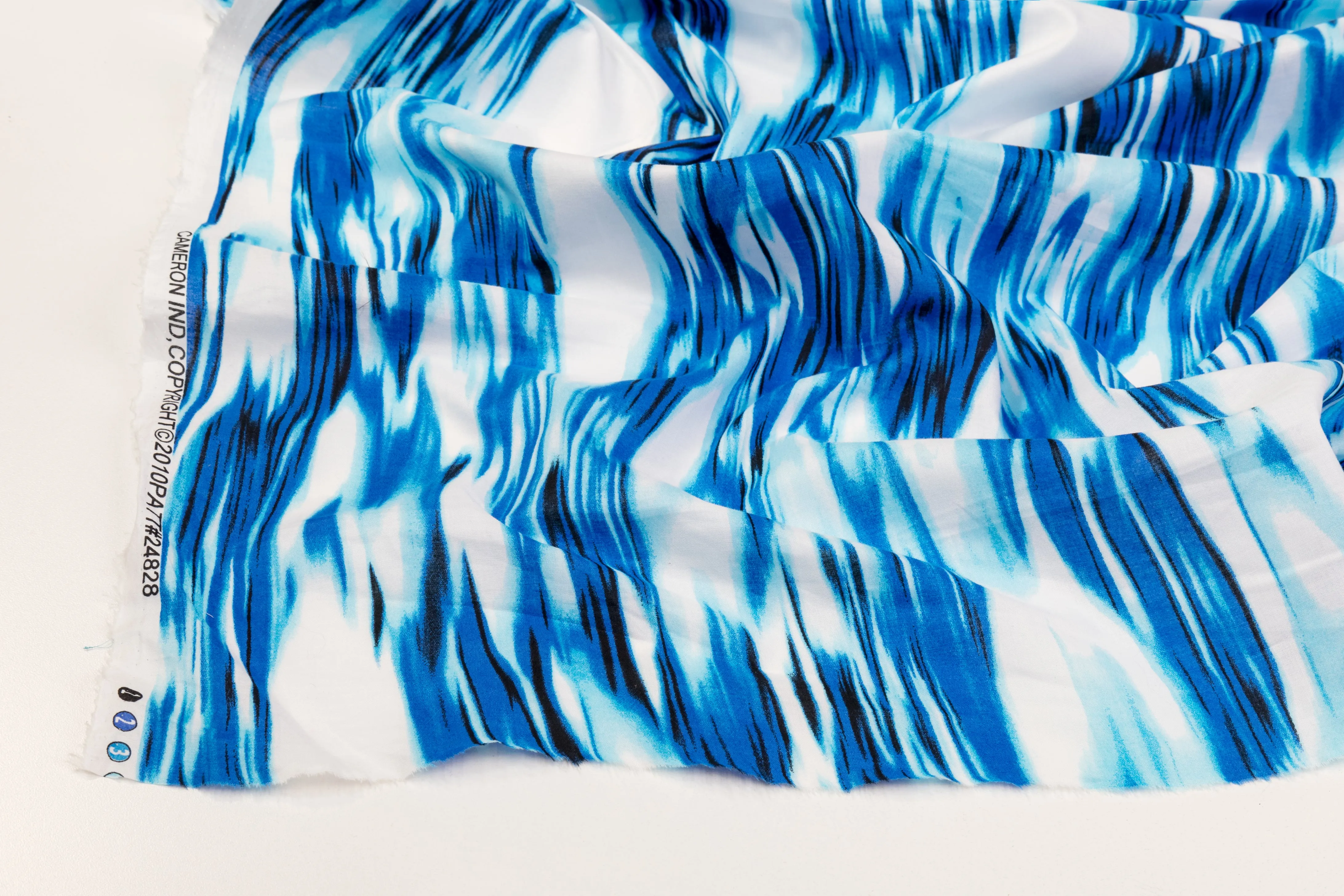 Abstract Cotton Print - Blue and White