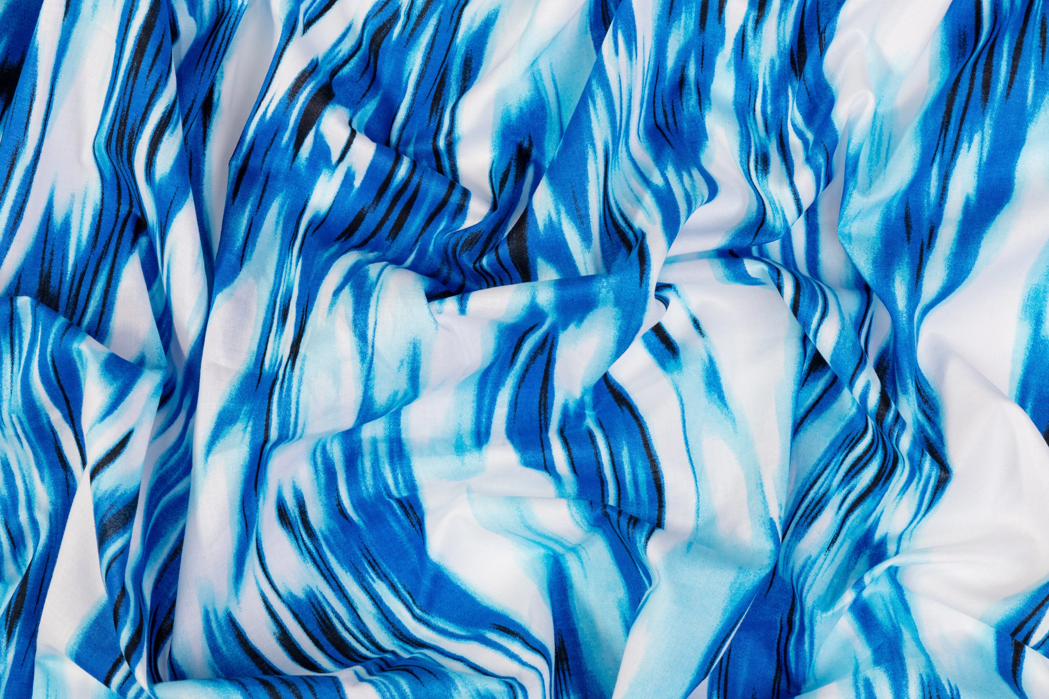 Abstract Cotton Print - Blue and White