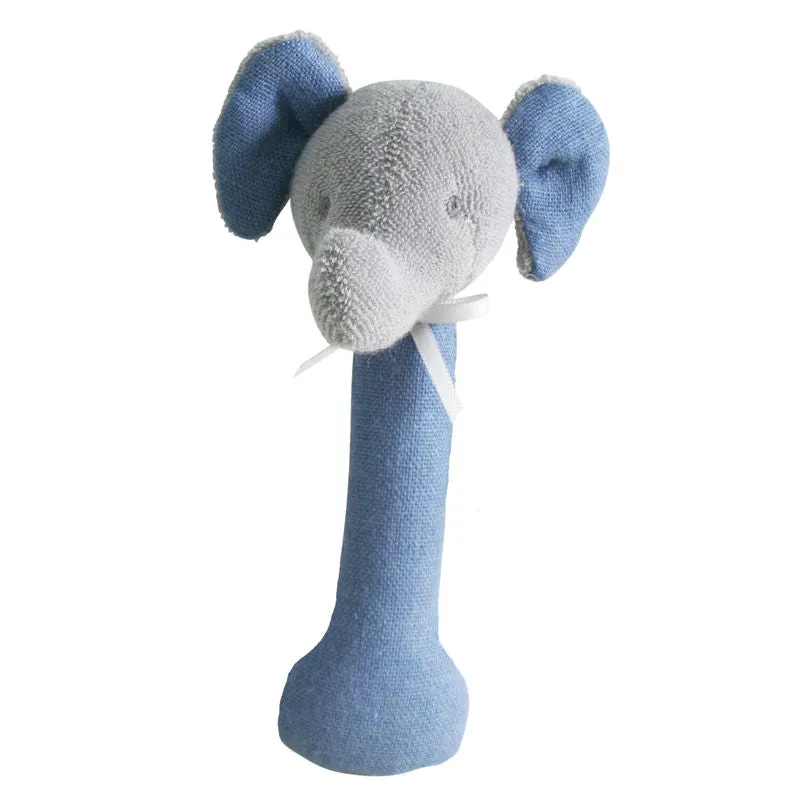 Alimrose Elephant Stick Rattle - Linen Chambray