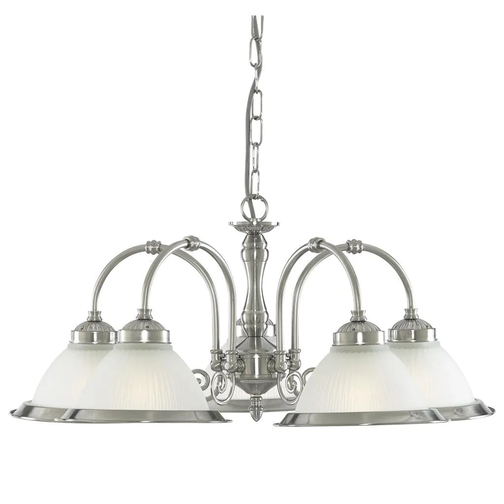 American Diner 3/5Lt Multi-Arm Pendant - Antique Brass/Satin Silver Finish