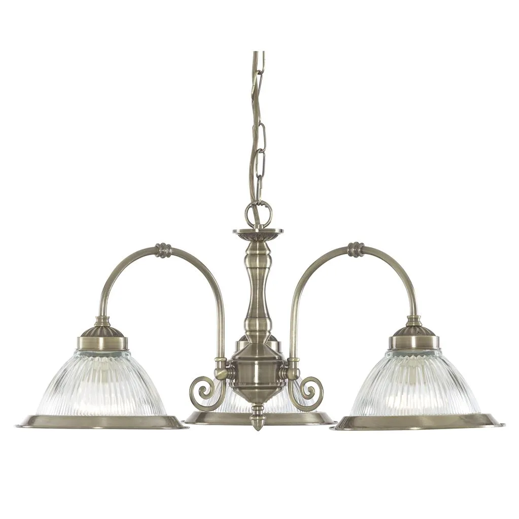 American Diner 3/5Lt Multi-Arm Pendant - Antique Brass/Satin Silver Finish