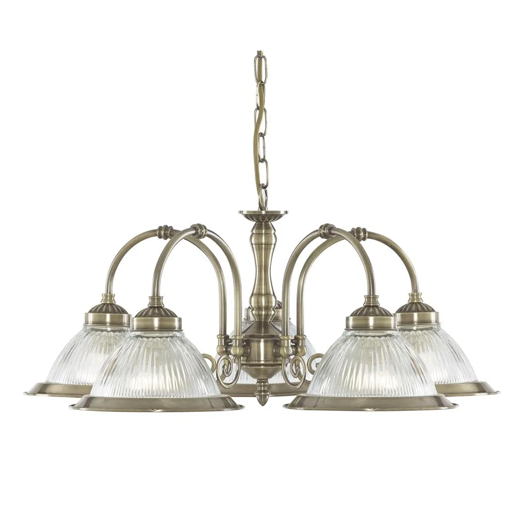 American Diner 3/5Lt Multi-Arm Pendant - Antique Brass/Satin Silver Finish