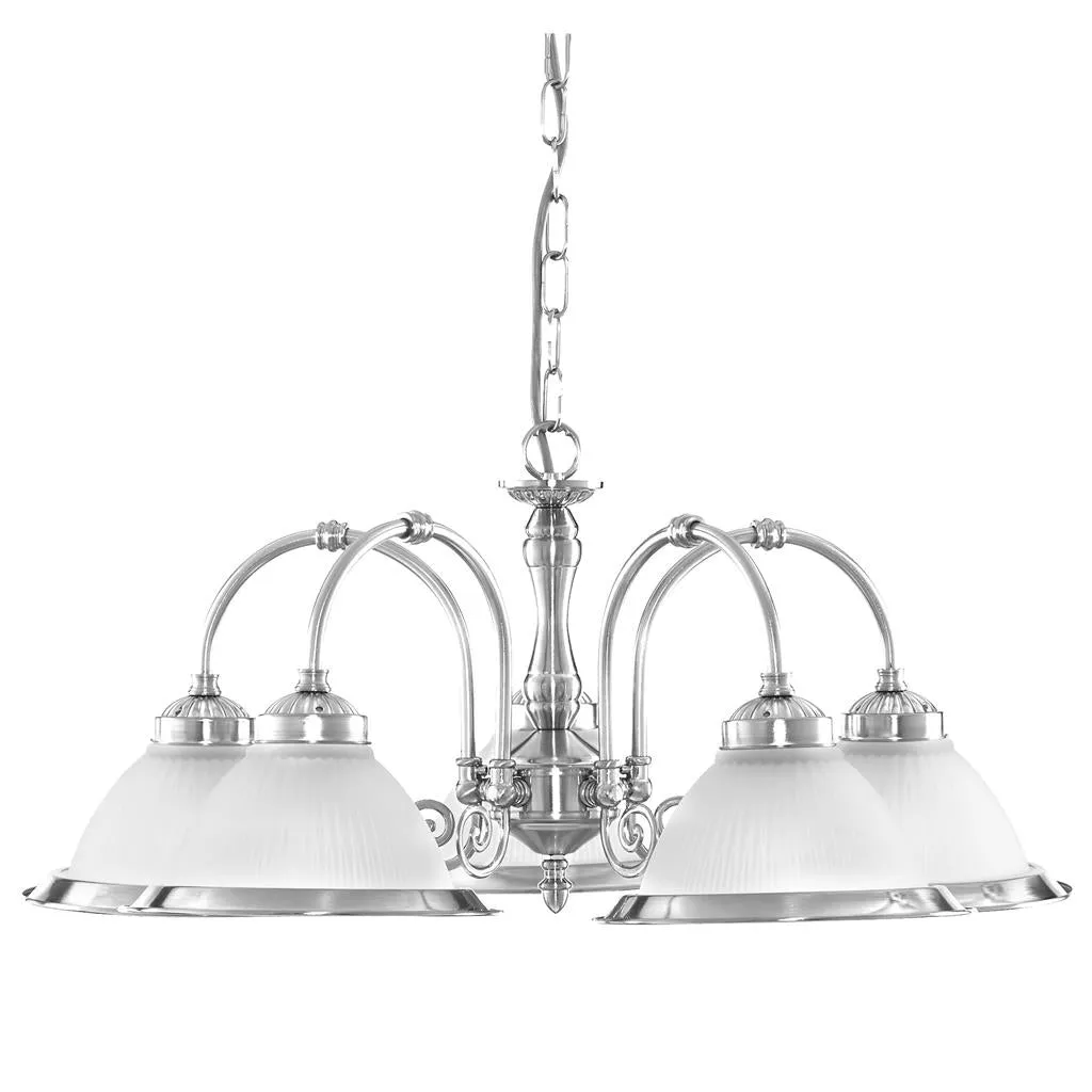 American Diner 3/5Lt Multi-Arm Pendant - Antique Brass/Satin Silver Finish