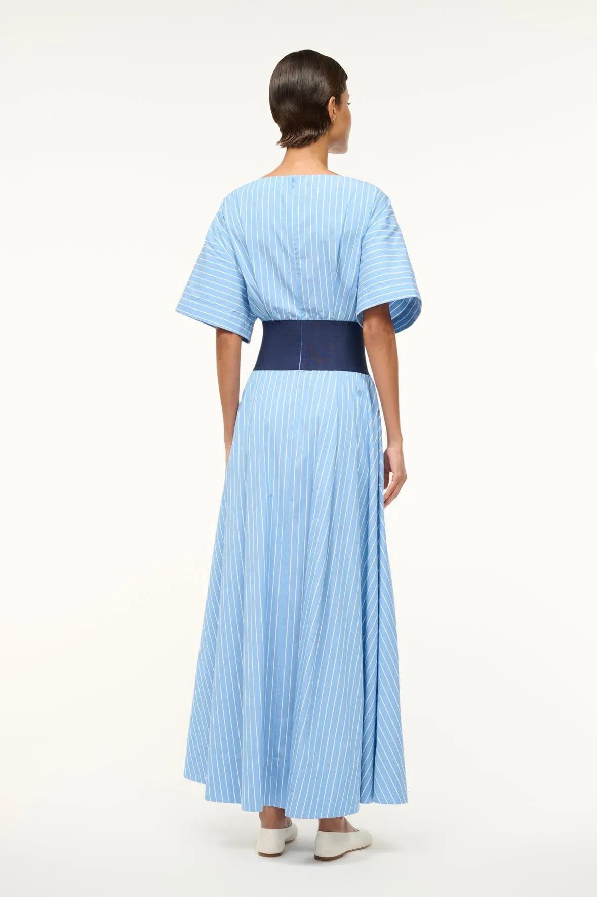 AMY DRESS | AZURE PINSTRIPE