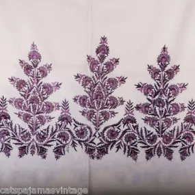 Antique Hand Embroidered Purple & White Paisley Shawl 1860S