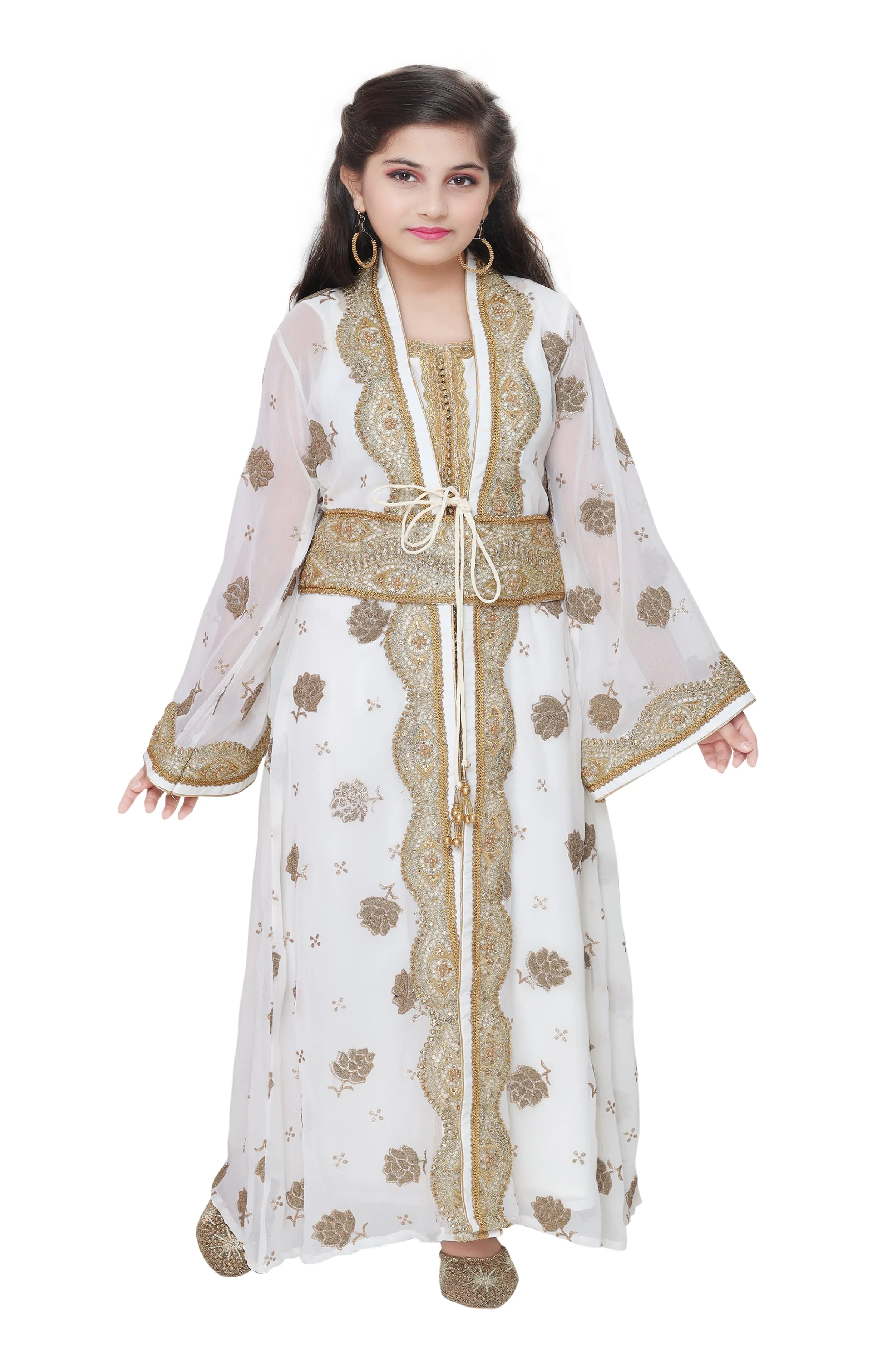 Arabian Maxi Self Printed Fabric Dress For Kids