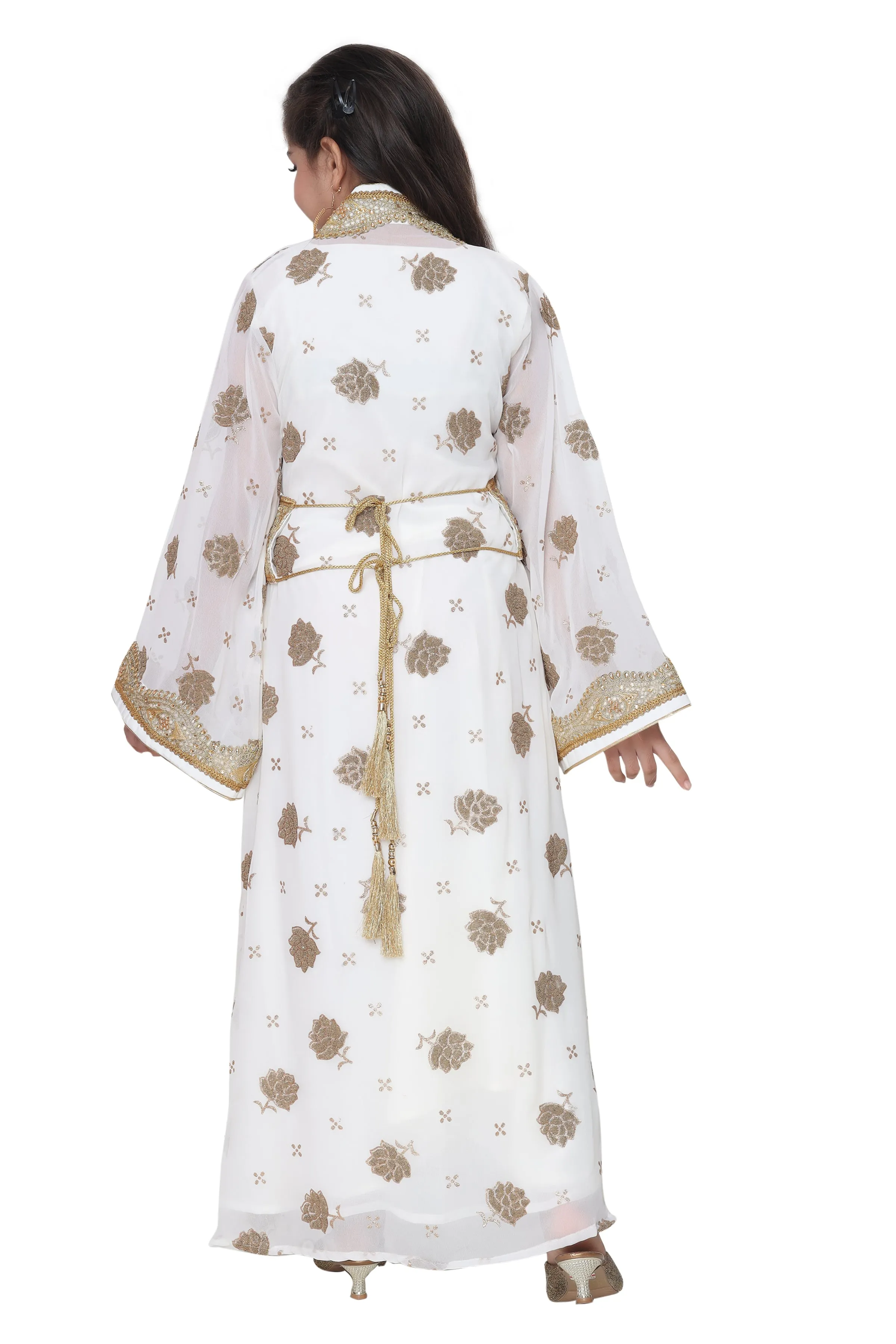 Arabian Maxi Self Printed Fabric Dress For Kids