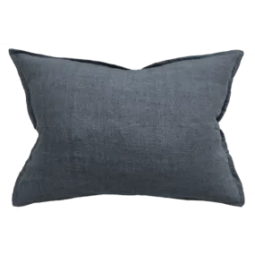 Arcadia Navy Blue Feather Filled 100% Linen Cushion 40x60cm