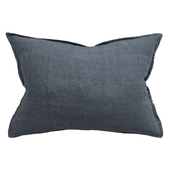 Arcadia Navy Blue Feather Filled 100% Linen Cushion 40x60cm