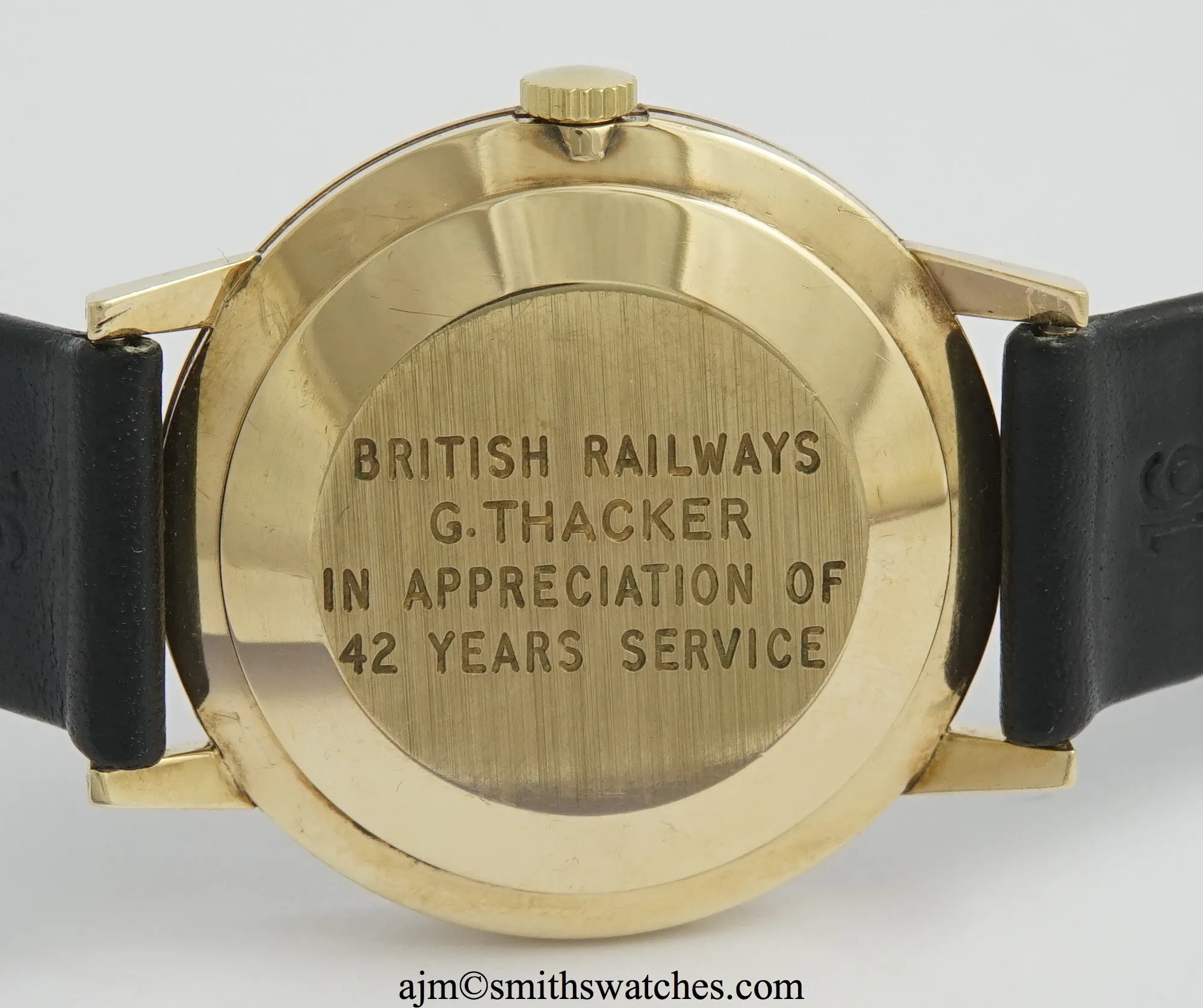 ASTRAL SMITHS MADE IN ENGLAND SOLID 9CT GOLD VINTAGE GENTS WRISTWATCH BRITISH RAIL 1969 NEAR MINT WITH BOX