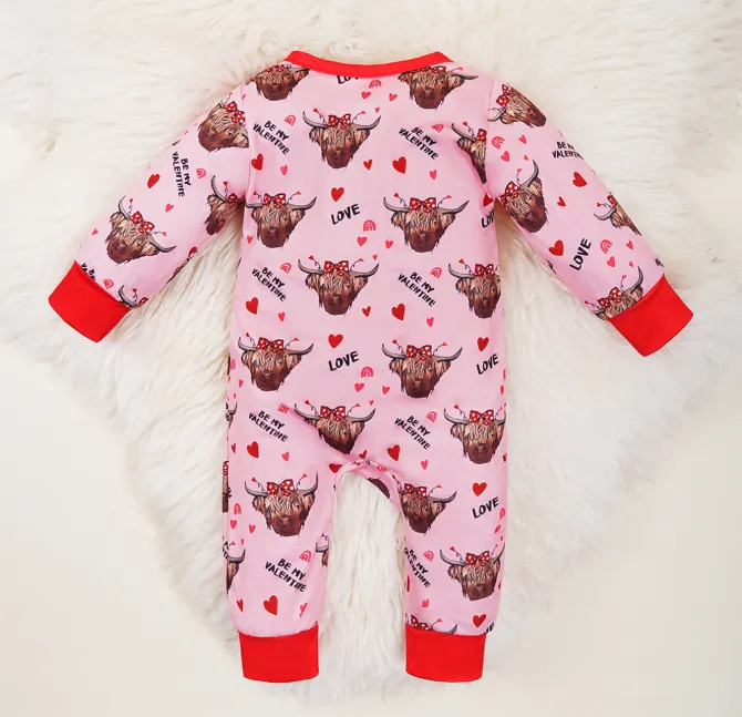 Baby Girl Valentine Cow Romper