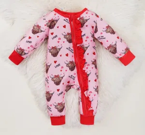 Baby Girl Valentine Cow Romper