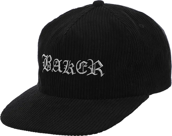 Baker Olde Cord Skate HAT - Adjustable Black/Grey