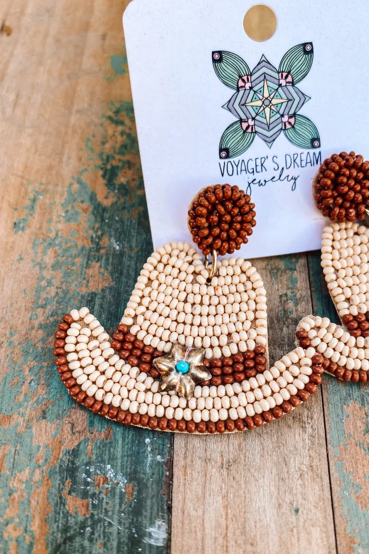 Beaded Cowboy Hat Earring