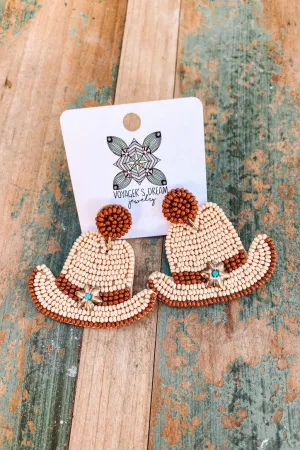 Beaded Cowboy Hat Earring