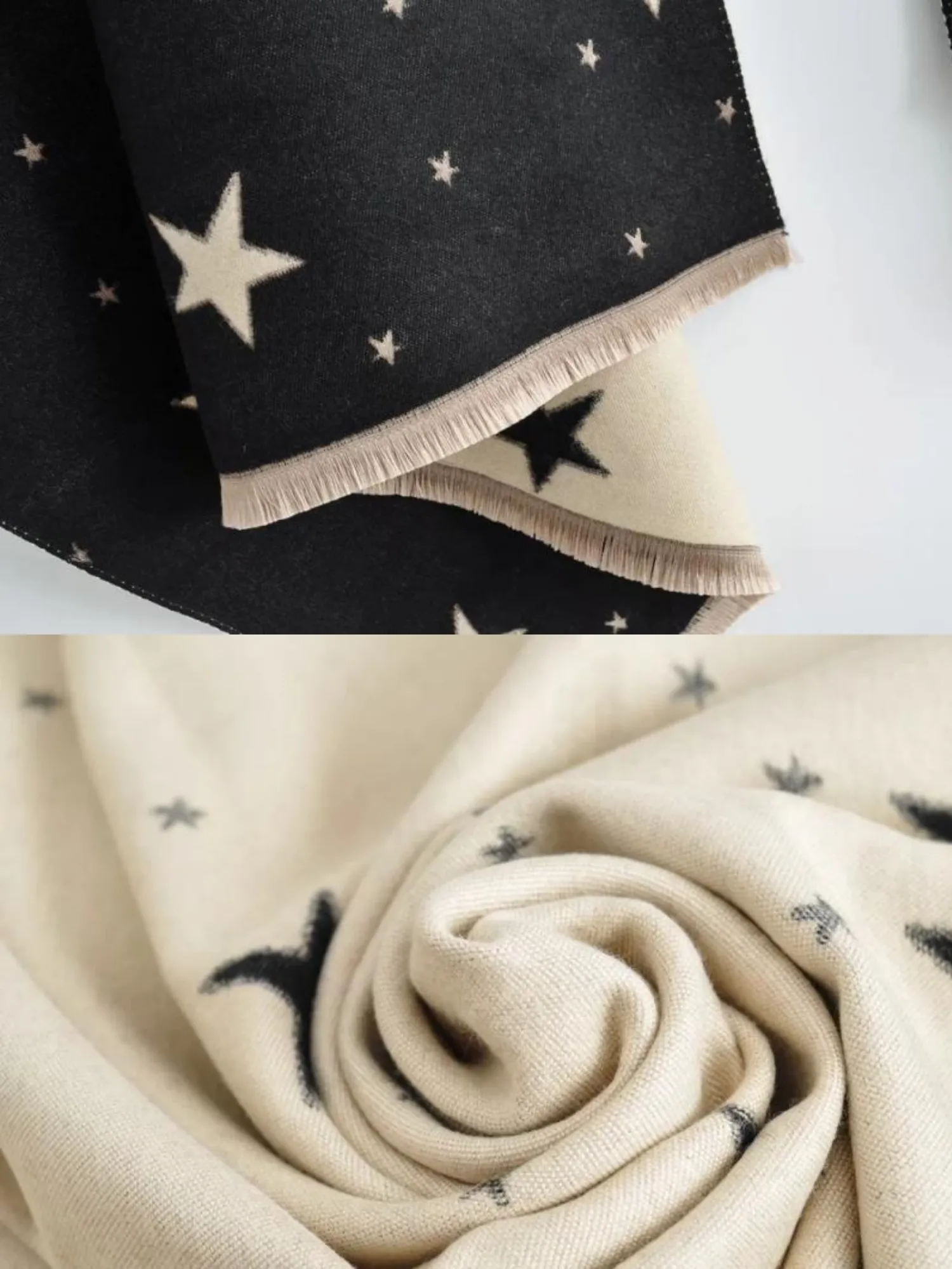 'Belinda' Two-side Tassel Star Pattern Scarf