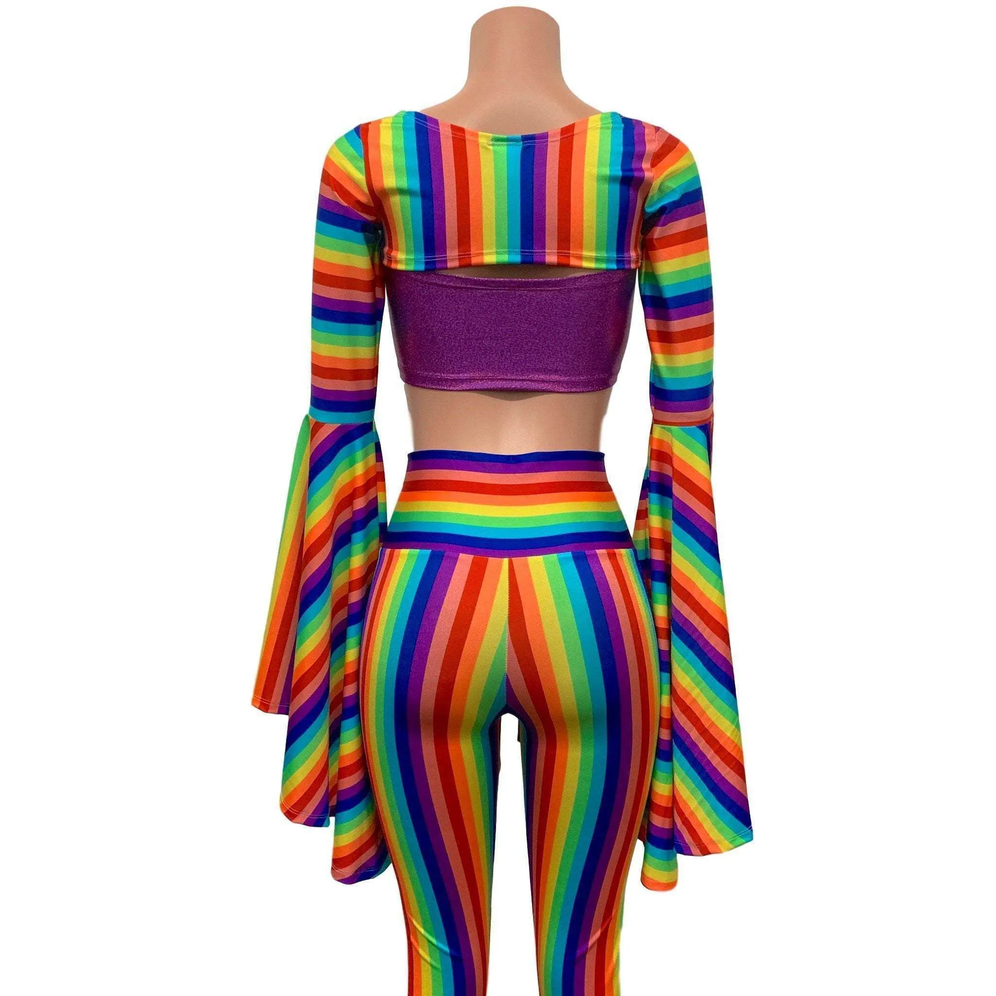 Bell Sleeve Bolero Top - Rainbow Stripe