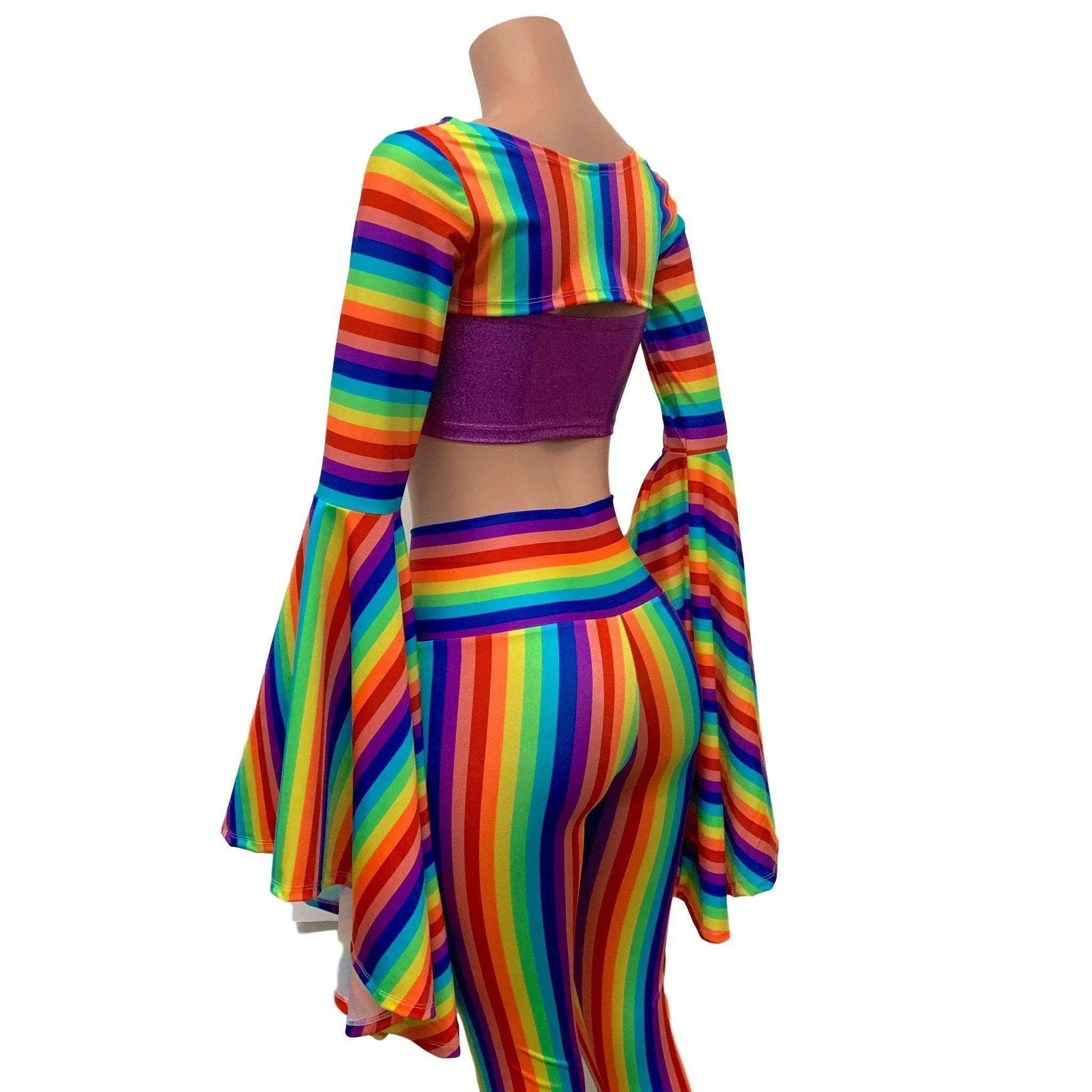 Bell Sleeve Bolero Top - Rainbow Stripe