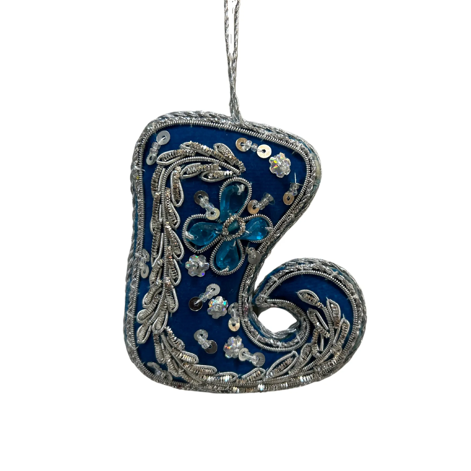 Blue and Silver Boot Ornament