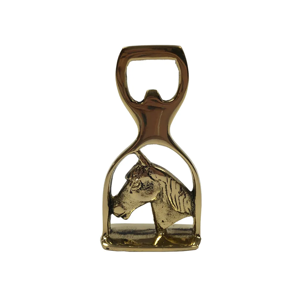 Brass Horse Head and Stirrup Bottle Opener