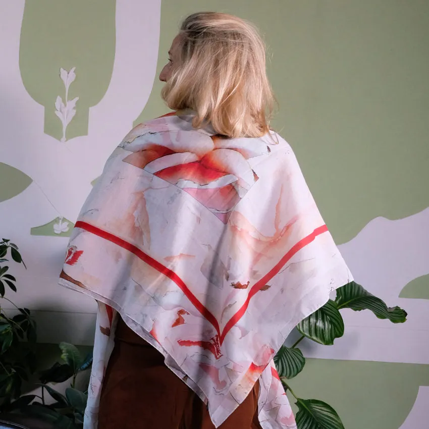 Camelia Cream Cotton & Silk Oversized Square Shawl