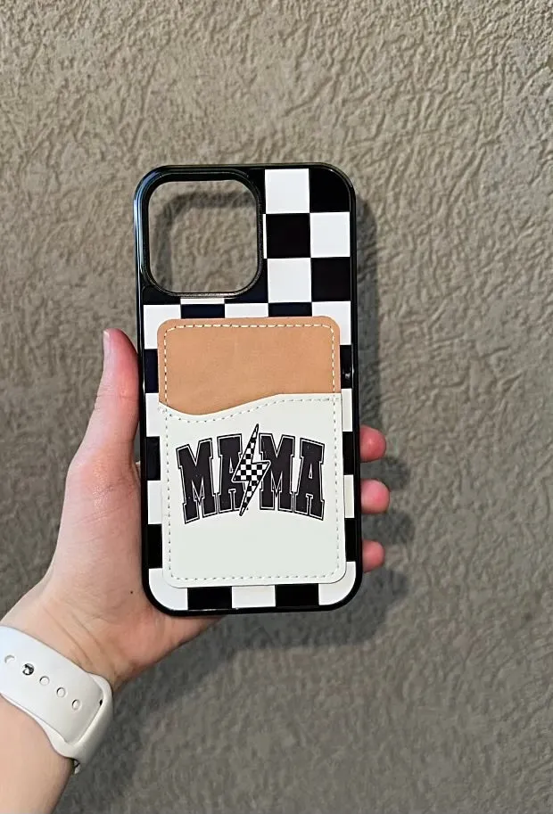 Checkered Mama wallet phone case for iPhone and Samsung