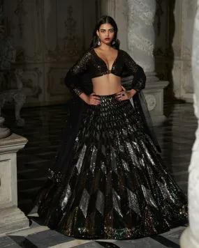 Chevron Sequin Lehenga Set