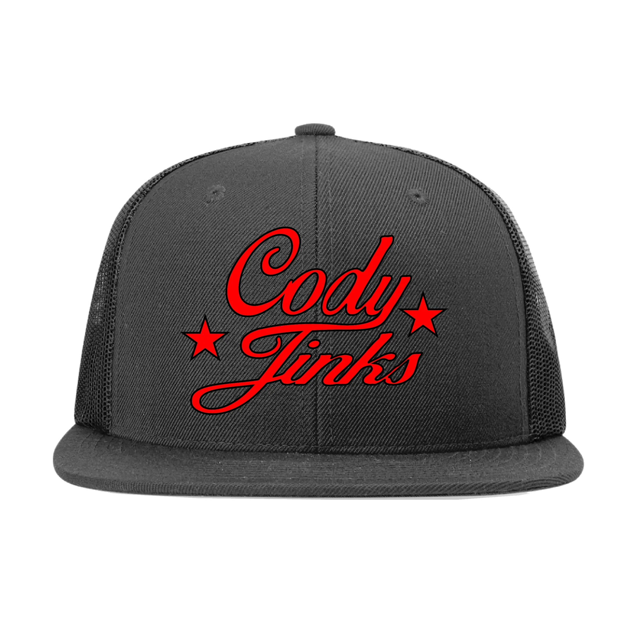 CJ Script Flatbill BLACK Hat