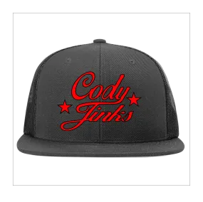 CJ Script Flatbill BLACK Hat