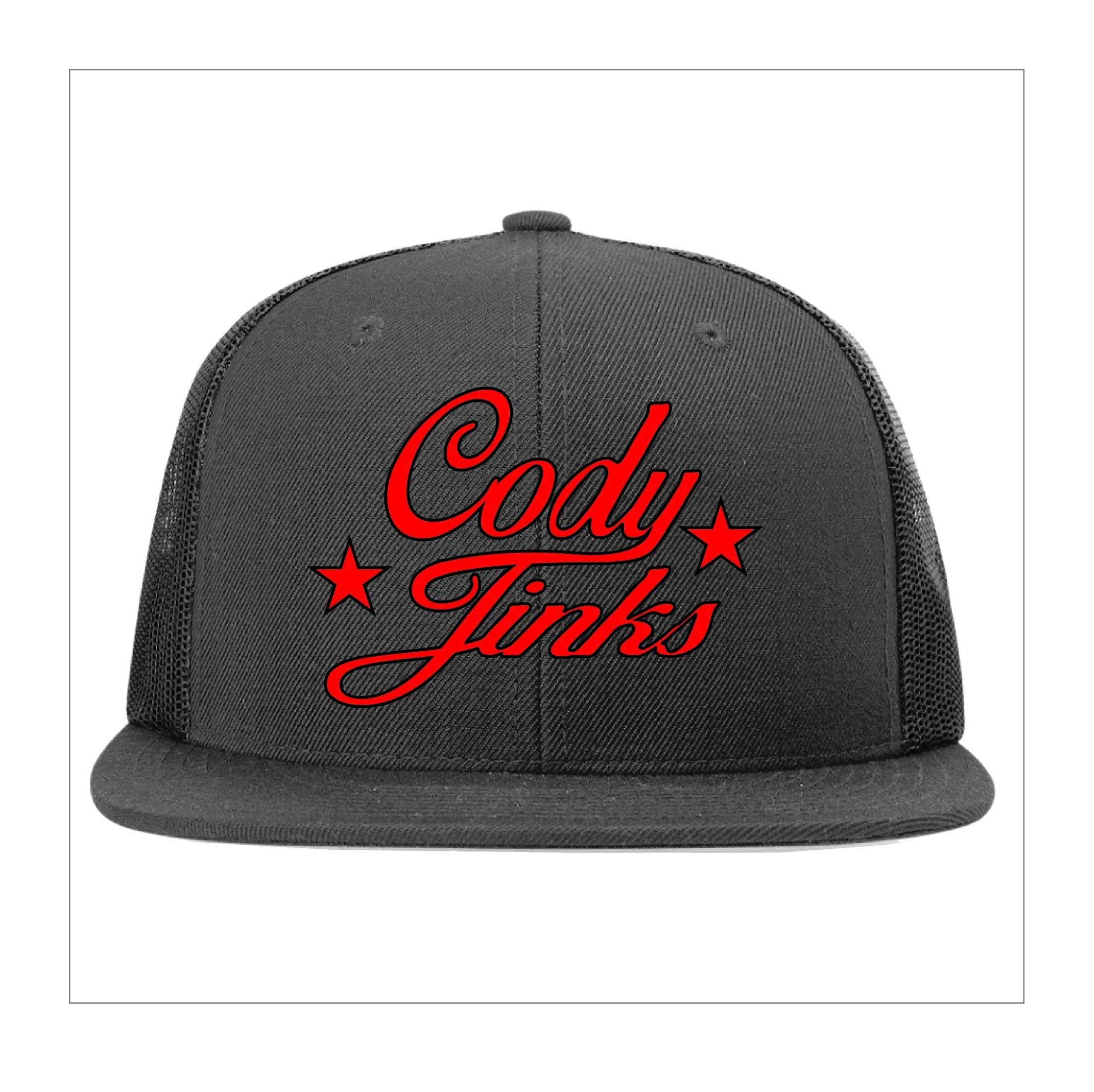 CJ Script Flatbill BLACK Hat