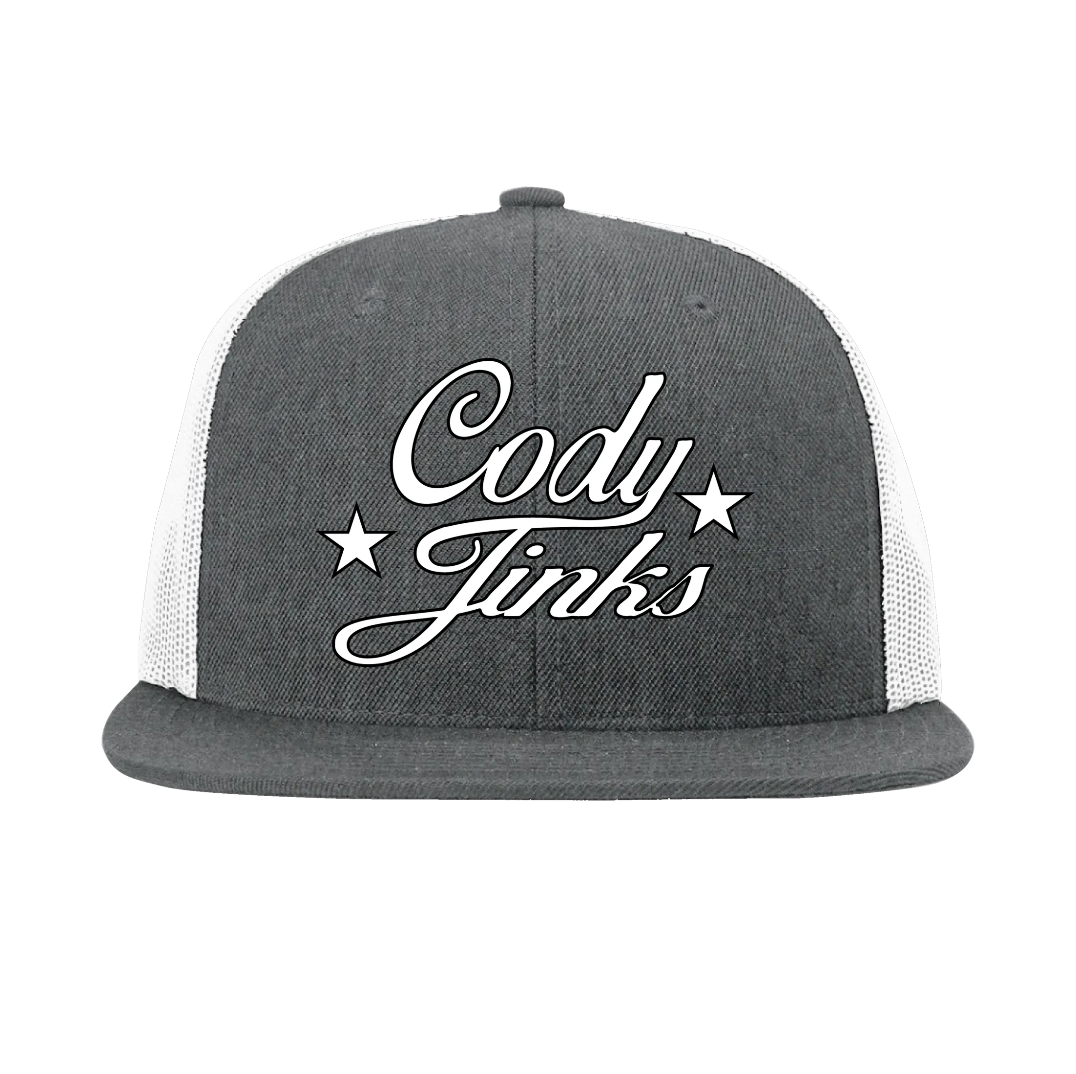 CJ Script Flatbill Dk Gry/White Hat