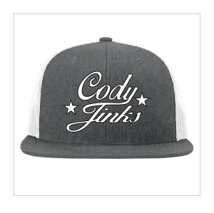 CJ Script Flatbill Dk Gry/White Hat