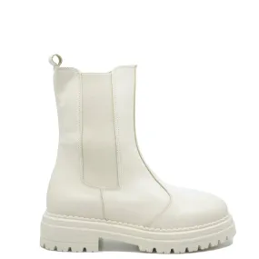 Confetti White Monochrome Leather Elastic Boot