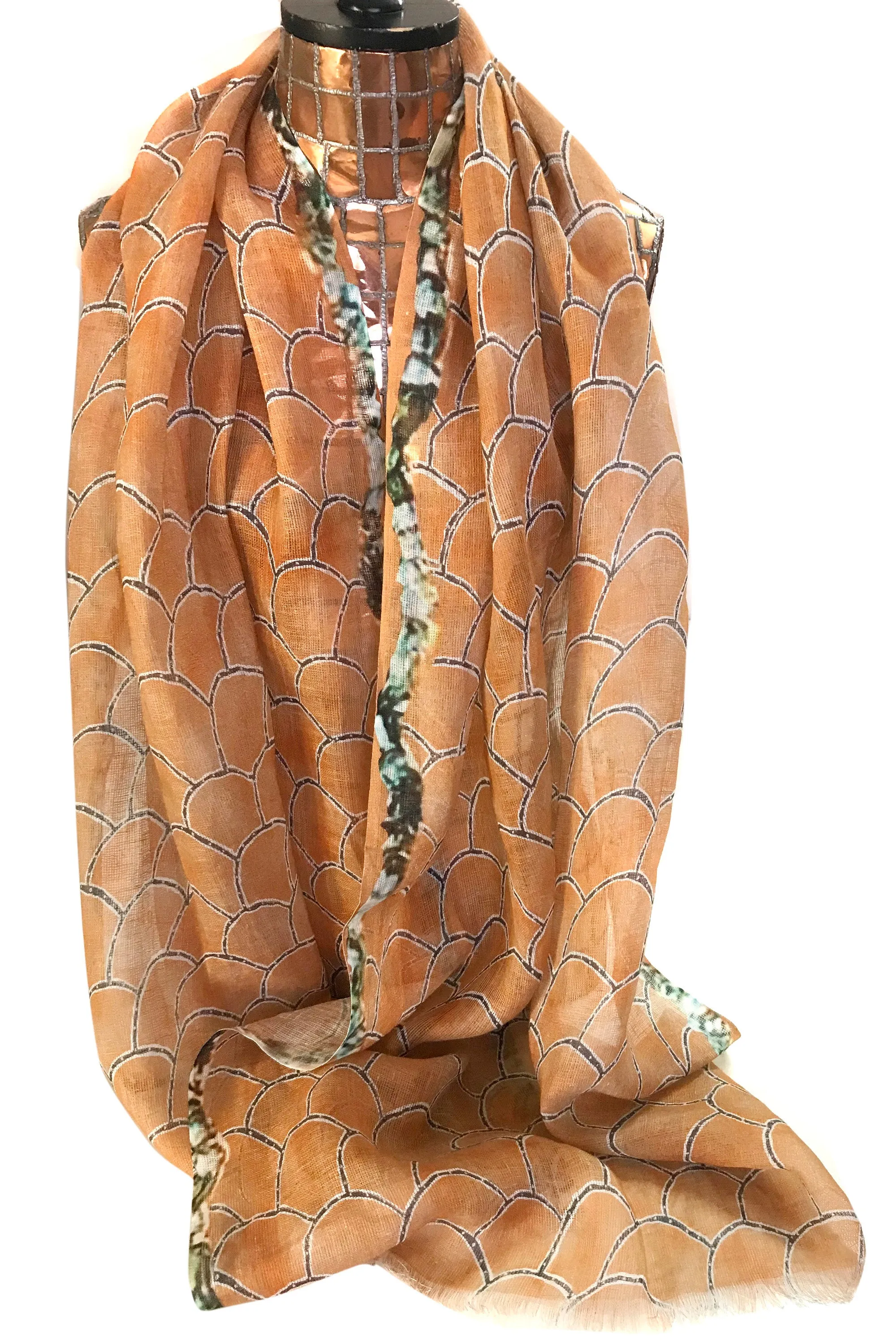 Copper Pure Linen Scarf