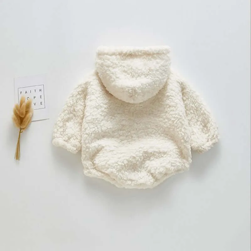 Cotton Hooded Baby Long Sleeve Thick Top with BABY Lettering