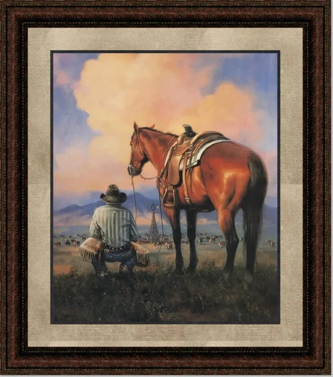 Counting Blessings | Framed Western Art in Double Mat | 25L X 21W" Inches