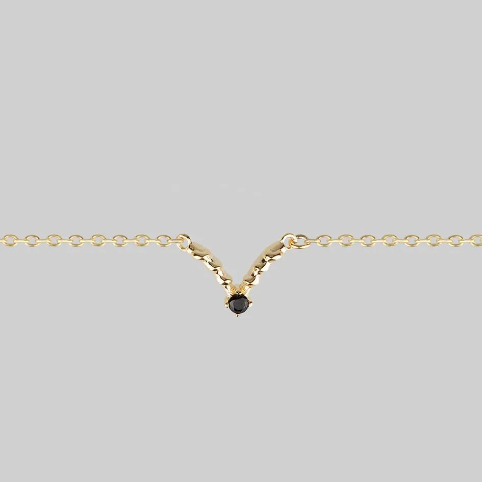 CUPID. Black Spinel Chevron Collar - Gold