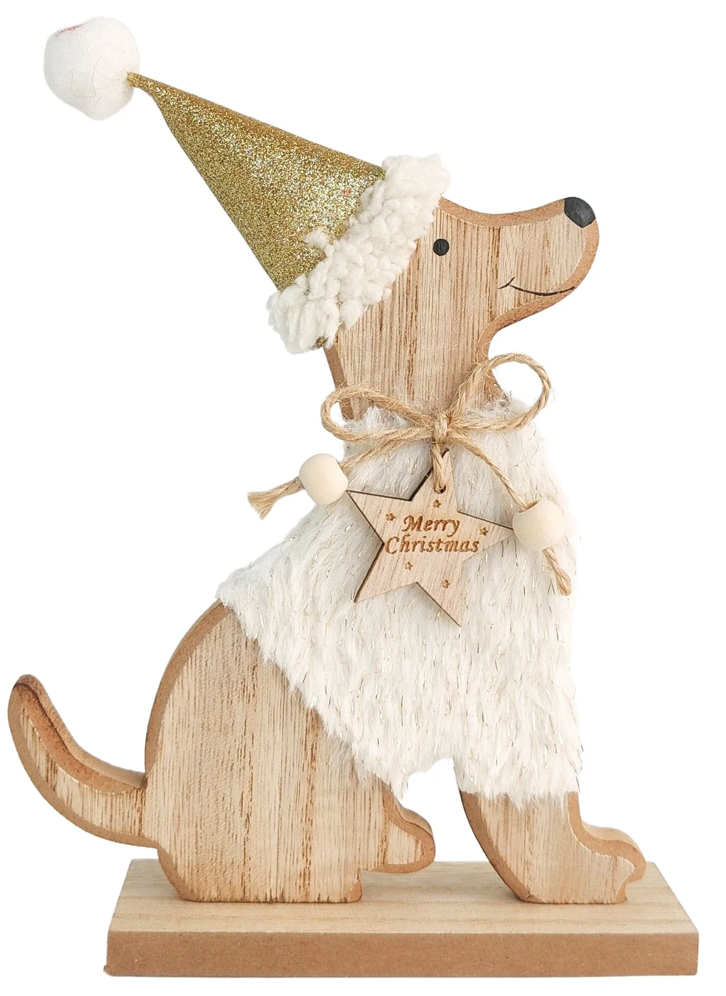 Cute Dog with Hat Deco Gold & White