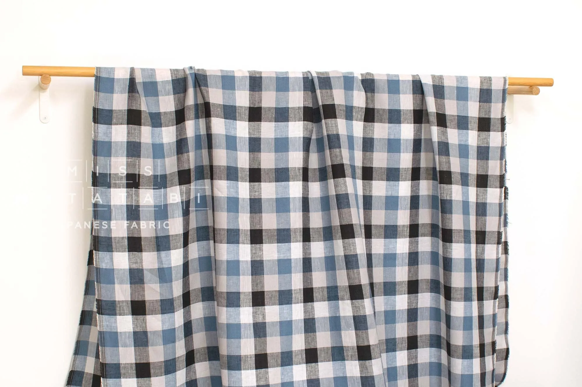 DEADSTOCK 100% Linen Check Plaid - 2