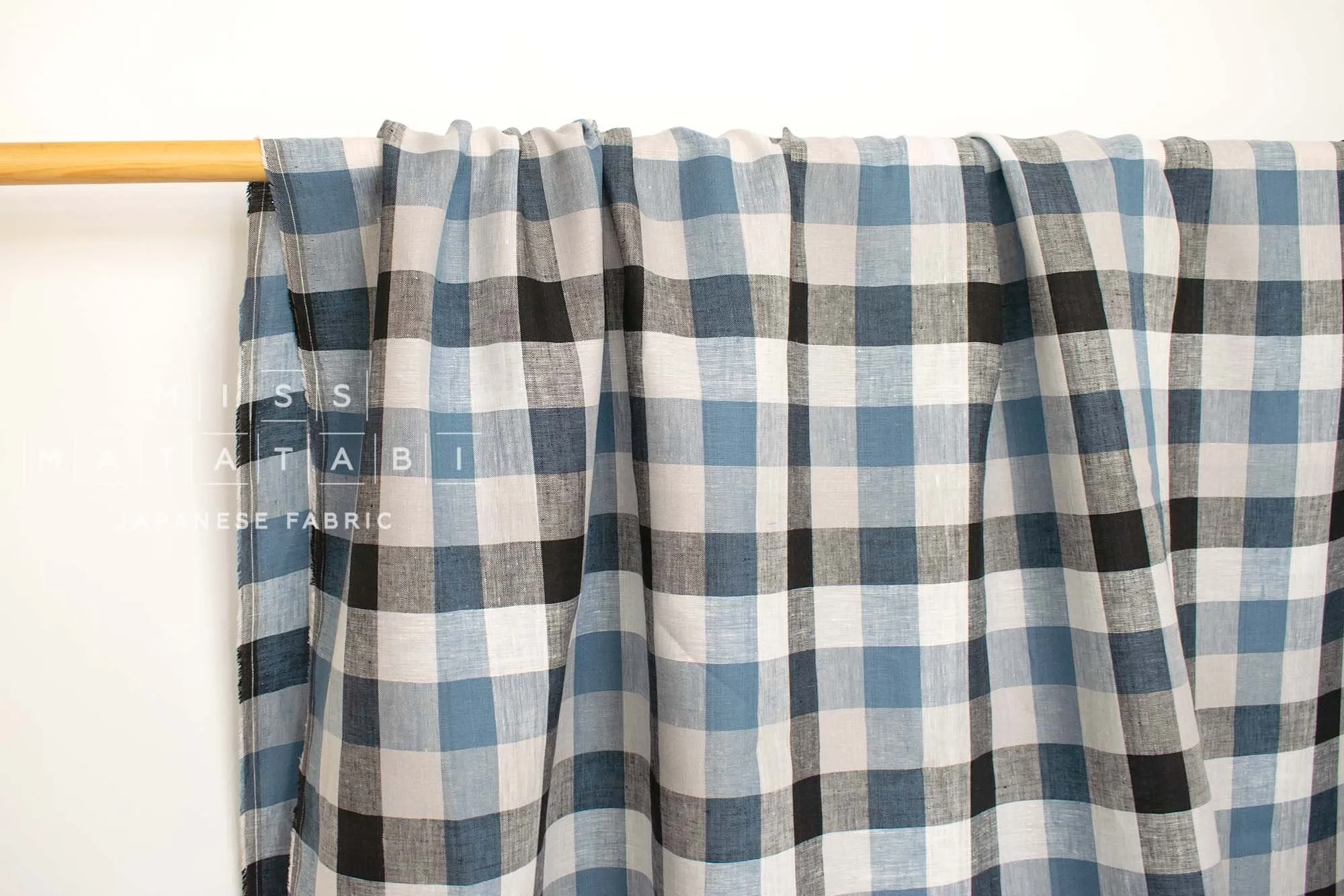 DEADSTOCK 100% Linen Check Plaid - 2