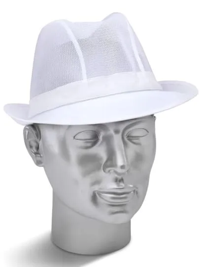 Disposable white mesh Trilby hat Catering & Hospitality - Tw